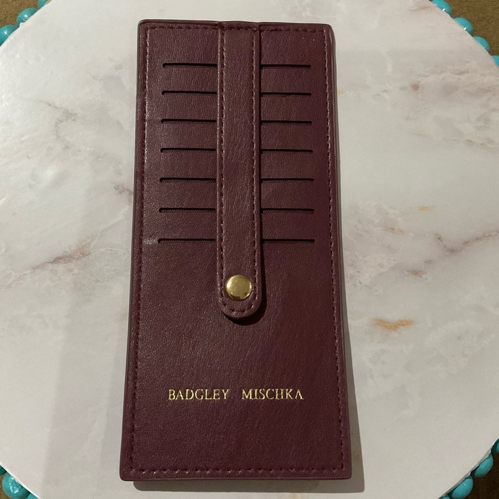 Badgley Mischka Plum Card Holder with Gold Accent - Picture 2 of 3